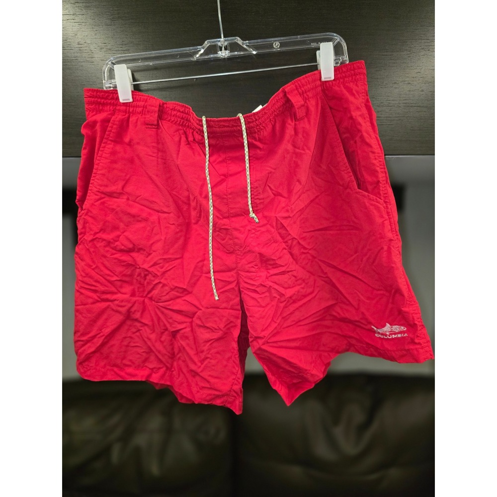 Columbia PFG Shorts Mens Medium Red Packable Fishing Nylon Mesh Lined FM8300